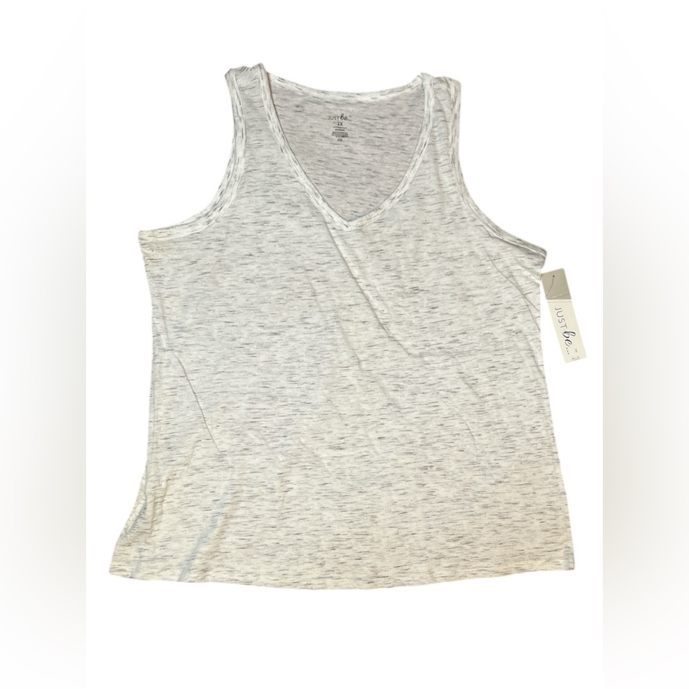 Just Be Women's White & Gray Tank Top